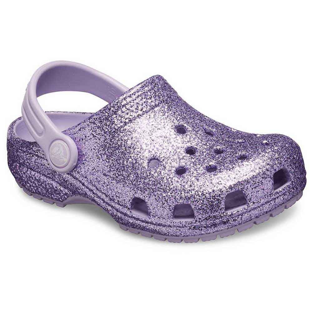 Purple glitter crocs